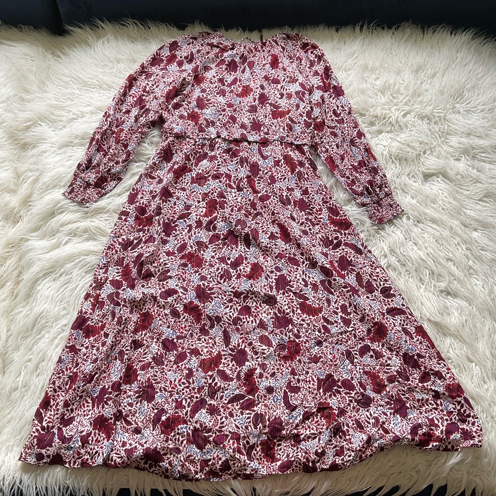 Ann Taylor Shimmer Floral Midi Flare Dress - Picture 5 of 5